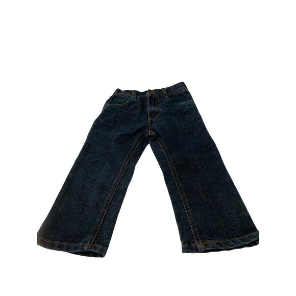 Street Property  Size 2T Unisex Blue Jeans Denim Green White Embroidered Pockets - Picture 1 of 3